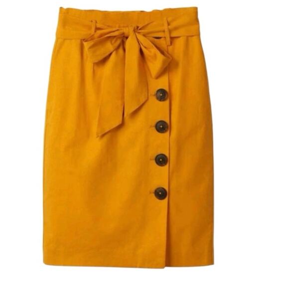 Boden Marigold Leonora Button Front Linen Pencil Skirt Tie Waist Linen Blend 12 - Picture 1 of 13